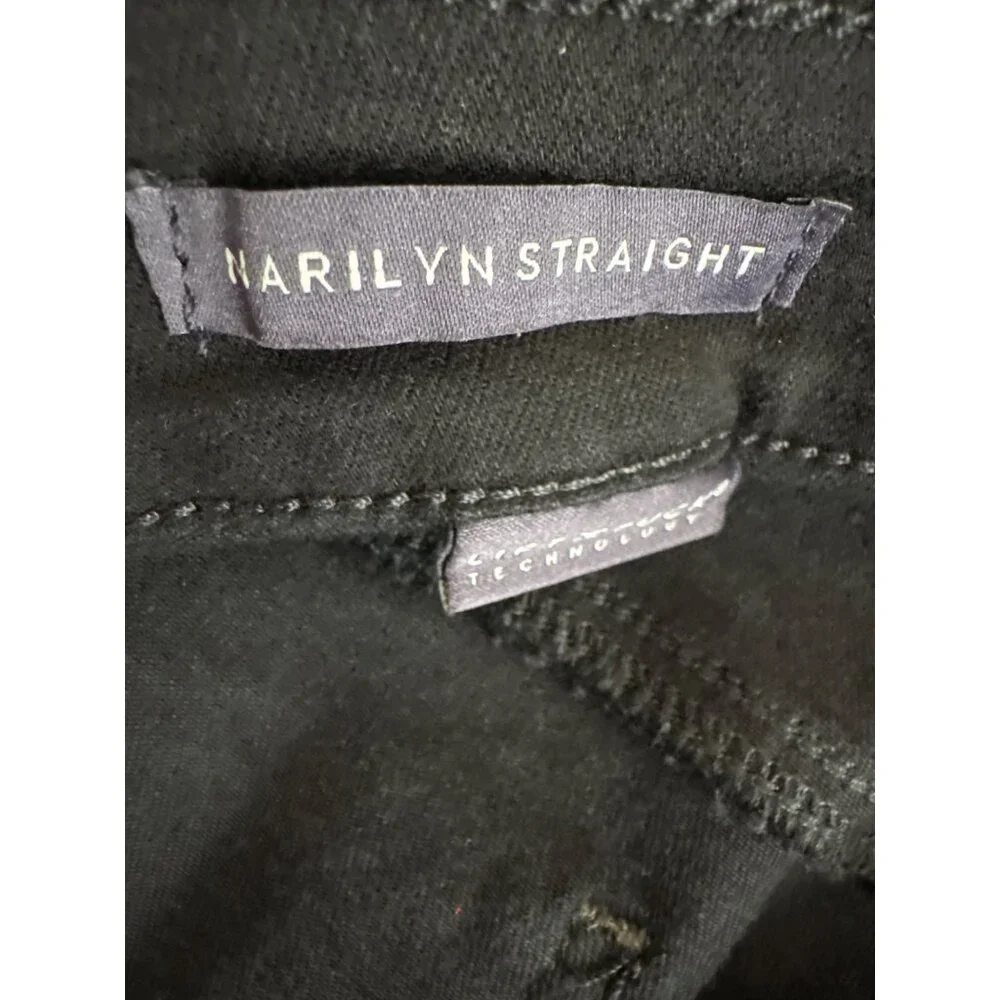 NYDJ Womens Marilyn Straight Leg Jeans Size 24W Black Denim new $99